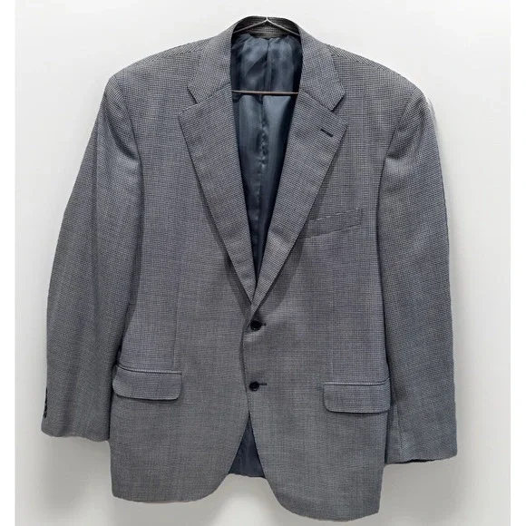 Current Canali 1934 Wool Blazer Sport Coat Gray/Blue Houndstooth Tailored 44R