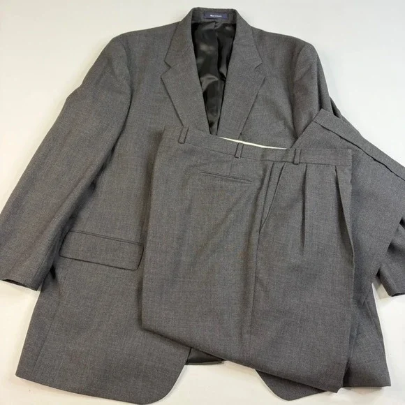 Vtg Polo University Club Ralph Lauren Suit Mens 48L Gray Wool 2-Button Pleated