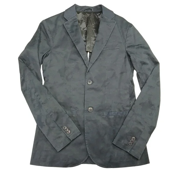 Armani Exchange Mens Navy Camo Jacquard Blazer Jacket 6YZG05 ZN67Z‎ Size 34 M