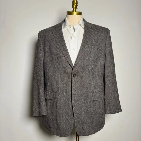 Calvin Klein Men‎ Wool Herringbone Blazer Jacket Sport Coat 46R