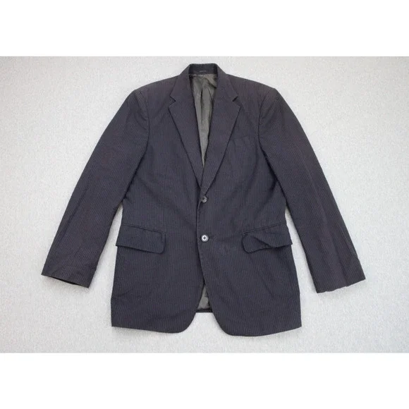 Express Blazer Mens 38S Blue Striped‎ 100% Cotton 2 Button Notch Lapel Jacket
