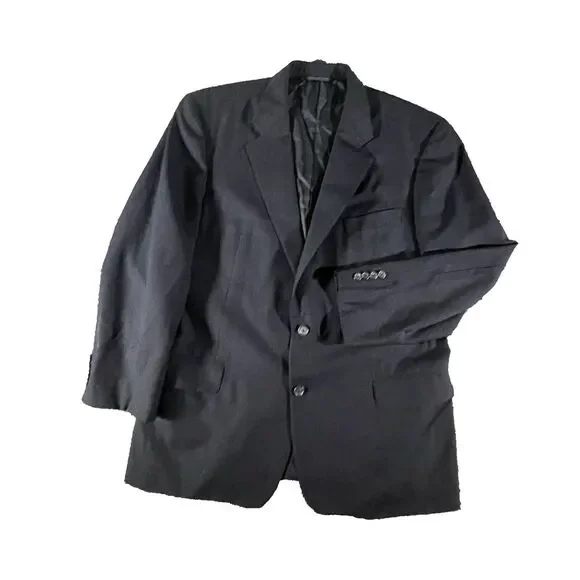 Hickey Freeman Suit Coat 44R Blue Two‎ Button Vented Jacket Blazer Subtle Stripe