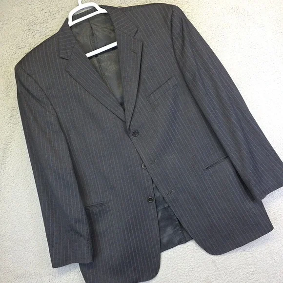 Daniel Cremieux Loro Piana Blazer Men 46R Black Pinstripe Suit Jacket Sport Coat