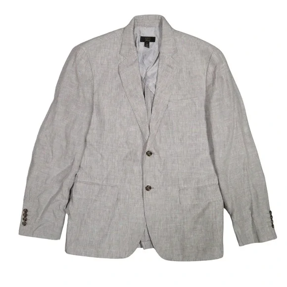 Club Room Blazer Sport Coat Luxury Lightweight Breathable Grey Linen L 42-44R