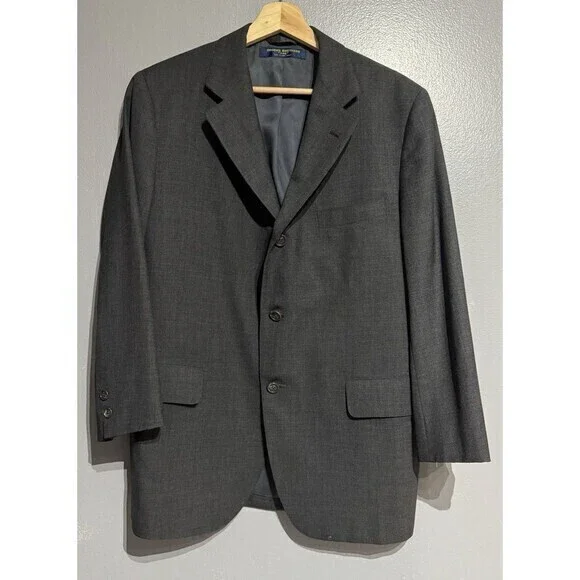 Vintage Brooks Brothers 346 Mens 40  GRAY USA Wool Blazer Sport Coat Suit Jacket