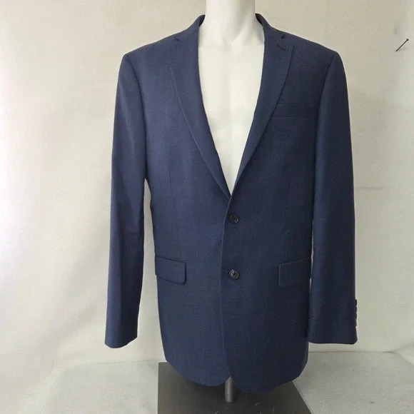 Jos A Bank Traveler Blazer Mens 42L Navy Blue Slim Wool Suit Jacket‎ Sport Coat