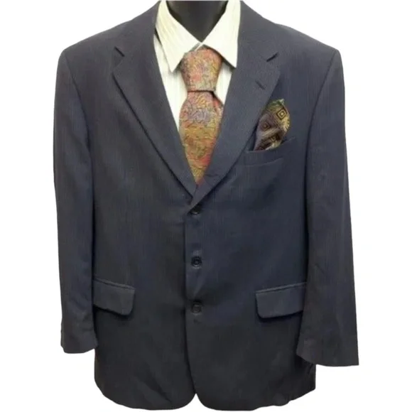 Coppley‎ Sport Coat 38R Gray Stripe Three Button Notch Lapel Wool Classic Sharp