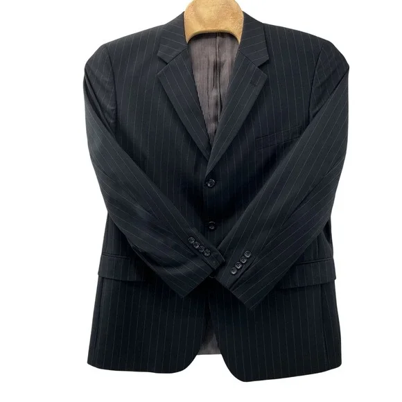 Caravelli Mens‎ Superior 150s Pinstripe Suit Jacket Blazer Navy Blue 50R