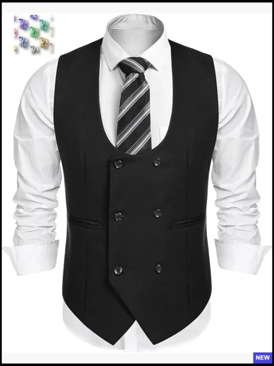Slim Fit Double Breasted Dress Vest Formal Business Casual Waistcoat