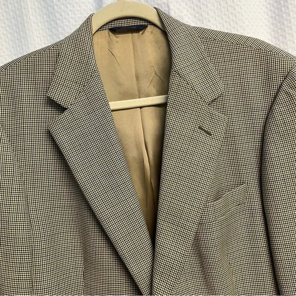 Loro Piana Brooks Brothers 100% Wool Men's‎ Blazer in Black & beige Houndstooth