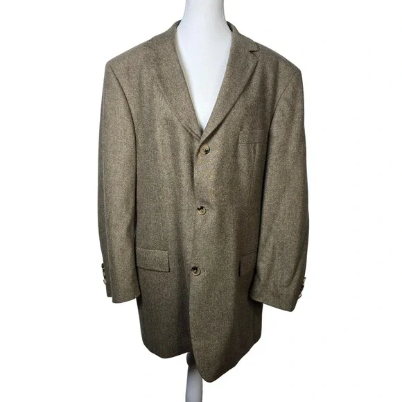 HUGO BOSS‎ Rossellini Movie Mens Blazer Jacket Wool 46R Tweed Brown USA