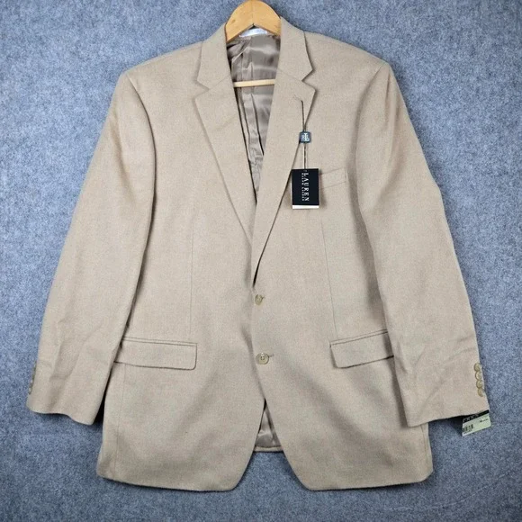 Lauren Ralph Lauren Sport Coat Mens 46L Tan 100% Camel Hair Blazer Luxury New