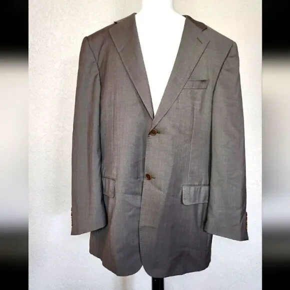 Canali Men's Wool Single Breasted Sport Coat Blazer Made in Italy Brown Size 52R