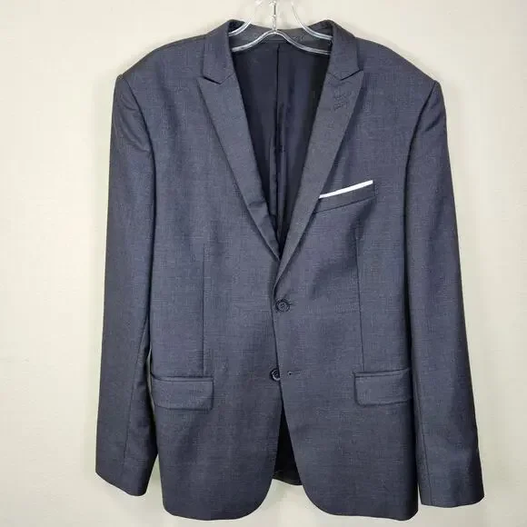 The Kooples Blazer Men US 40 EUR 50 Gray Peak Lapel Classic Fit Suit Jacket Wool