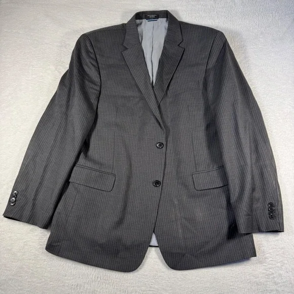 Tommy Hilfiger Blazer Mens‎ 44R Grey Pinstripe 100% Wool Two Button Suit Jacket