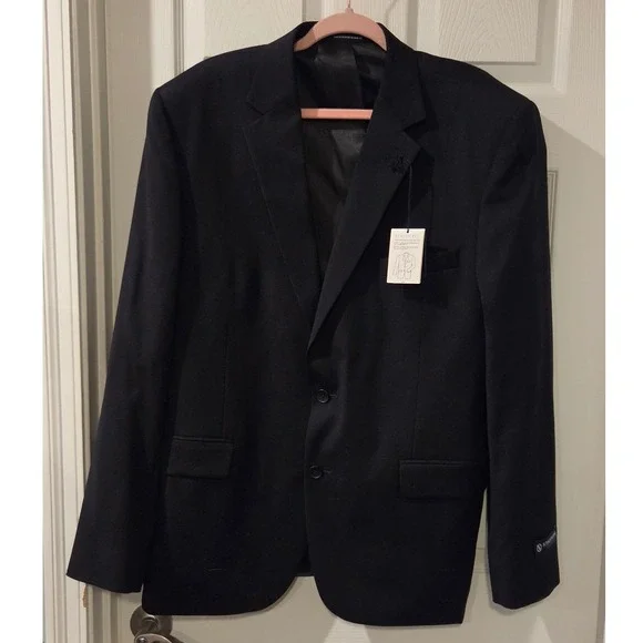 Stafford Signature 100% Wool Sport Coat Blazer Men's 46R Black Classic Fit NWT