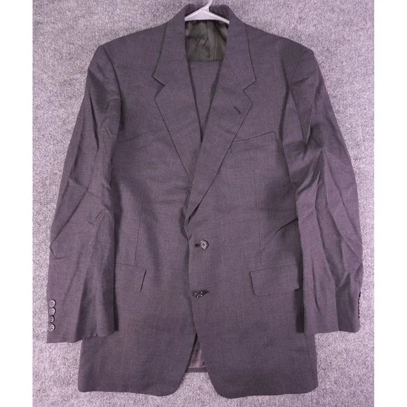 Hart Schaffner Marx 2 Piece Suit Mens 44L 30X32 Dark Gray 2 Button‎ Wool