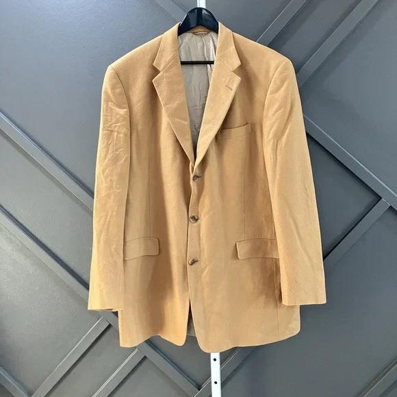 Hart Schaffner Marx Gold Trumpeter 100% Cashmere Sport Coat Blazer 44L Tan