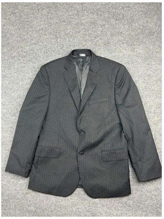 Gianni Manzoni Suit Jacket Men's 40 Black Pinstripe 100% Italian Wool Blazer