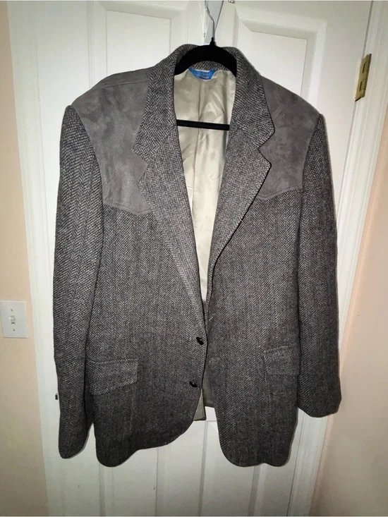 PENDLETON Vtg Western Suit Jacket Gray Blazer Men's Sz 46L USA Made Wool