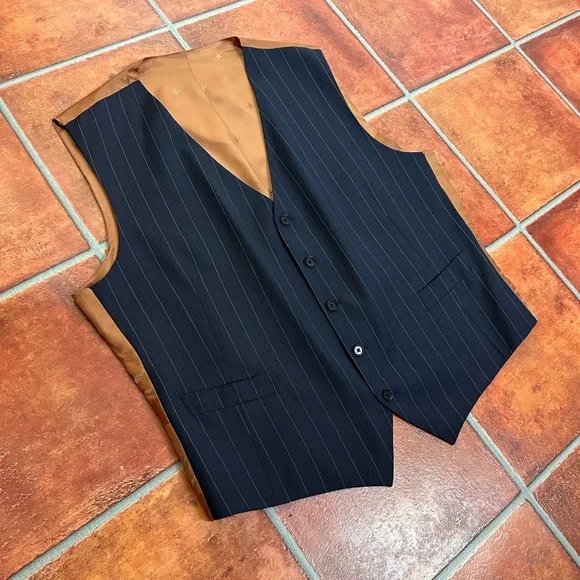 Isaia 3XL Virgin Wool Pinstripe Vest