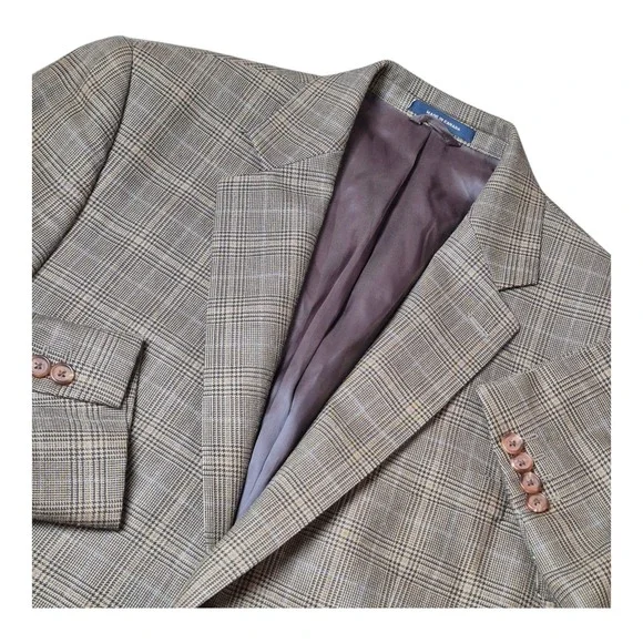 VTG Ralph Lauren Men's 42L Silk Wool Glen Plaid Sport Coat Blazer Preppy Classic