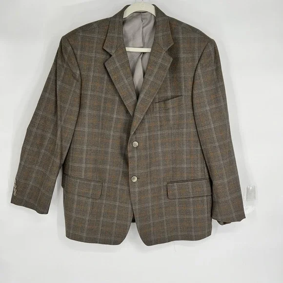 Ermenegildo Zegna Blazer Windowpane Plaid Suit Jacket Size‎ 43R