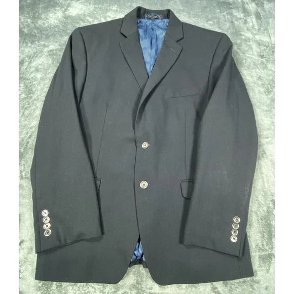 Calvin Klein Blazer Mens 42S Black Sport Coat Wool Polyester Blend Office Suit