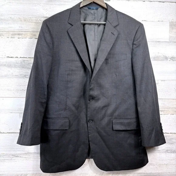 Brooks Brothers Blazer 45R Gray 1818 Madison Fit Estrato Stretch Italian Wool