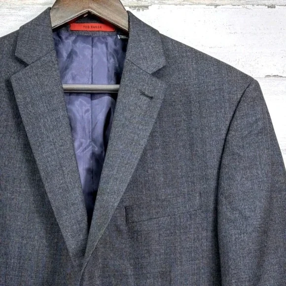 Ted Baker Blazer 42R Charcoal Gray No Ordinary Joe 2 Button Sport Coat Corpcore