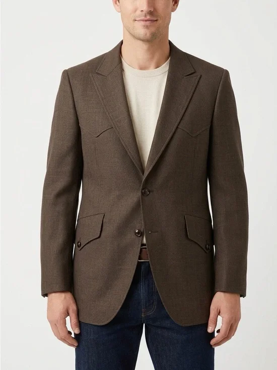 Simpson Clothes Vintage 1980 Western Wool Sport Coat Blazer Brown 40R