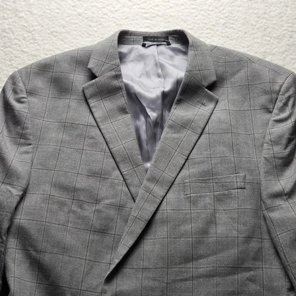 Lauren Ralph Lauren Blazer Mens 48L Gray Silk Wool Check Sport Coat Jacket