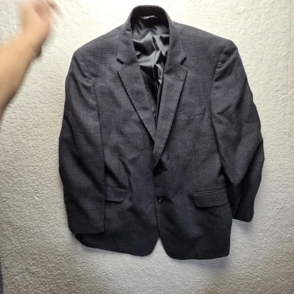 Jos. A. Bank Blazer Mens 50R Gray Check Wool Two Button Sport Coat Jacket