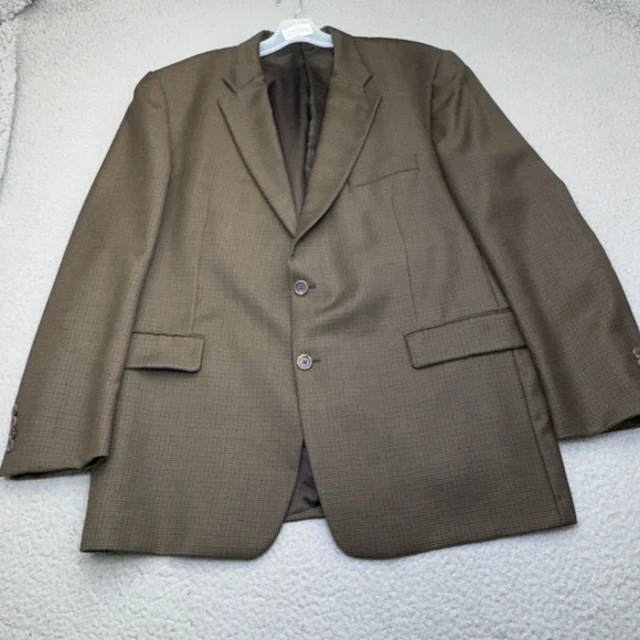 Burberry London Kensington Blazer Mens 46R Brown Houndstooth Wool Sport Coat USA