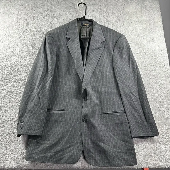 VINTAGE Brooks Brothers Pin‎ Stripe Blazer Jacket Gray Made in USA Medium