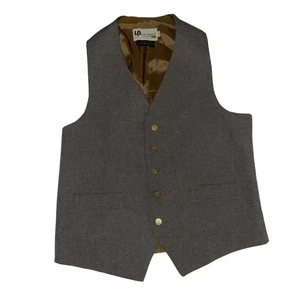 LEVIS Panatela Sportswear Vintage Vest‎ Brown Wool Front Medium Gold Buttons