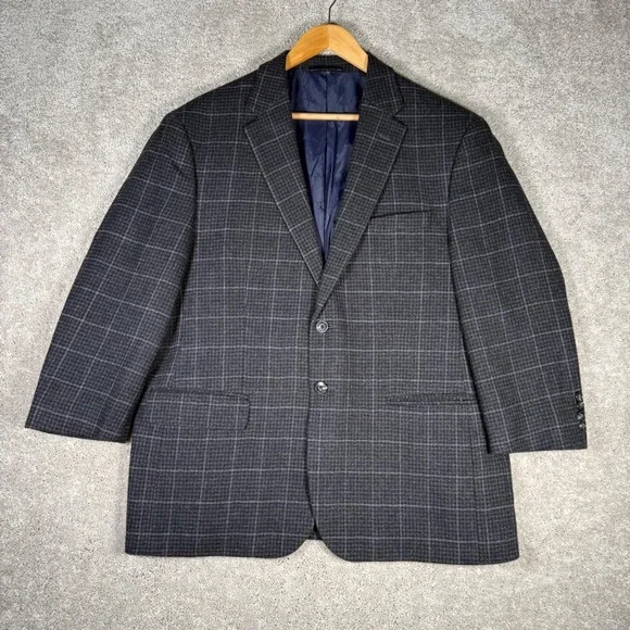Jos A Bank 1905 Collection Tailored Fit Blazer Mens Gray Plaid Sport Coat 44S