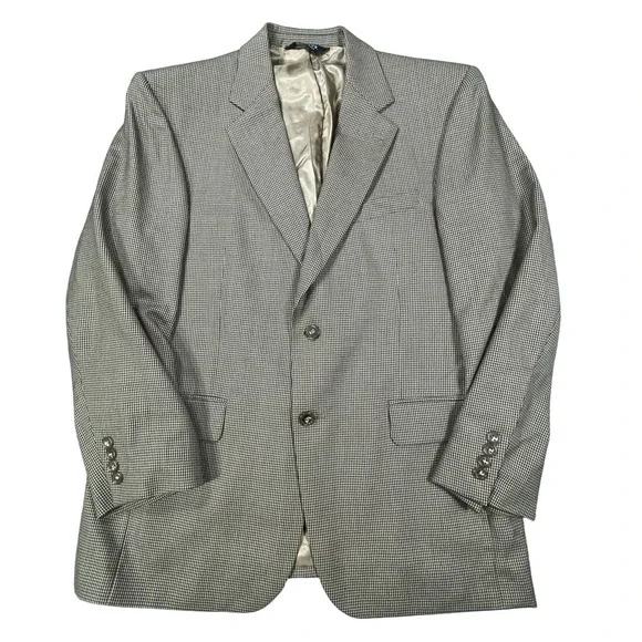 Jos A Bank Blazer Men's 40S Brown Jacket Sport Coat Houndstooth 100% Wool Suit