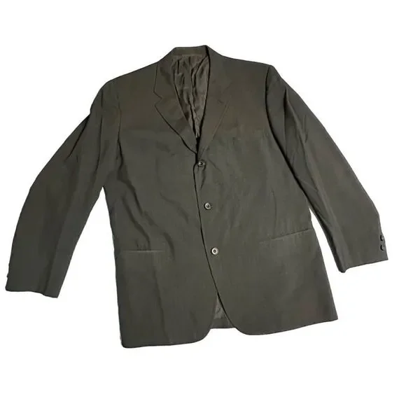 Vintage 1960s Charcoal Grey Hand made lightweight wool blend blazer size 42R