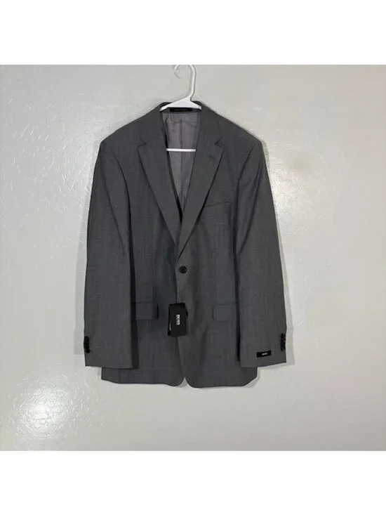 Hugo Boss Suit Jacket Mens 40R Gray Wool Single Breasted Notch Lapel Paolini