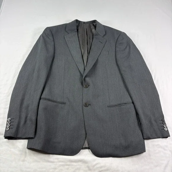 Armani Collezioni Wool Blazer Mens Size 50 Gray Black Jacket Single Breasted