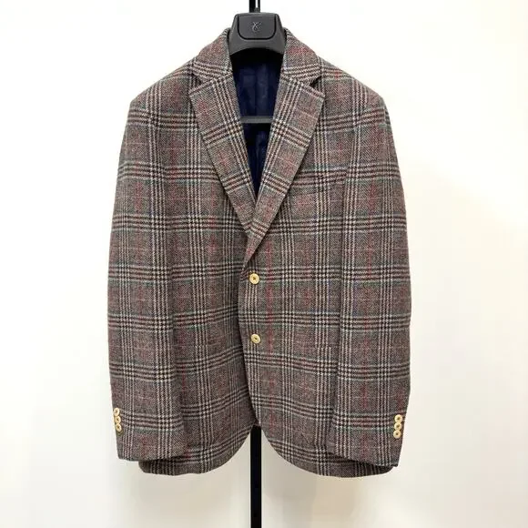 Montedoro Giacco Brown Multicolor Plaid Sport Coat Blazer 48 Glen check Jacket