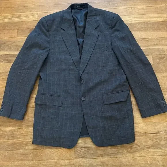 Bert Pulitzer gray plaid blazer suit jacket size 44  b36