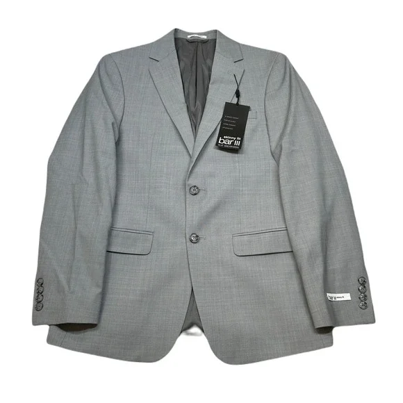 Bar III Light Gray Suit Jacket Mens 38R 38 Skinny Bi-Stretch Comfort‎ $425 NEW