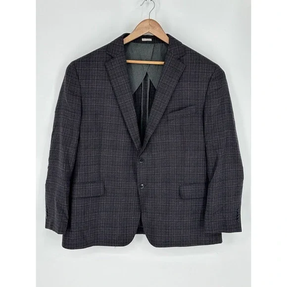 Joseph Abboud Sport Coat Mens 48R Lanificio di Pray Silk Wool Plaid Blazer Y7