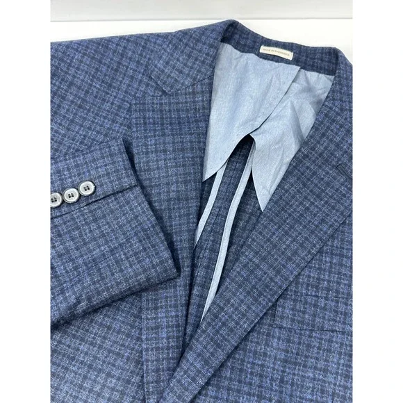 Joseph Abboud Blazer Mens 42R Blue Plaid Wool Sport Coat Lanificio di Pray Y7