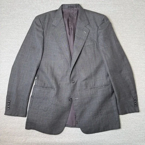 Vintage Cheshire Clothes Men's 42R Blazer‎ Sport Coat Gray Plaid Wool 2 Button