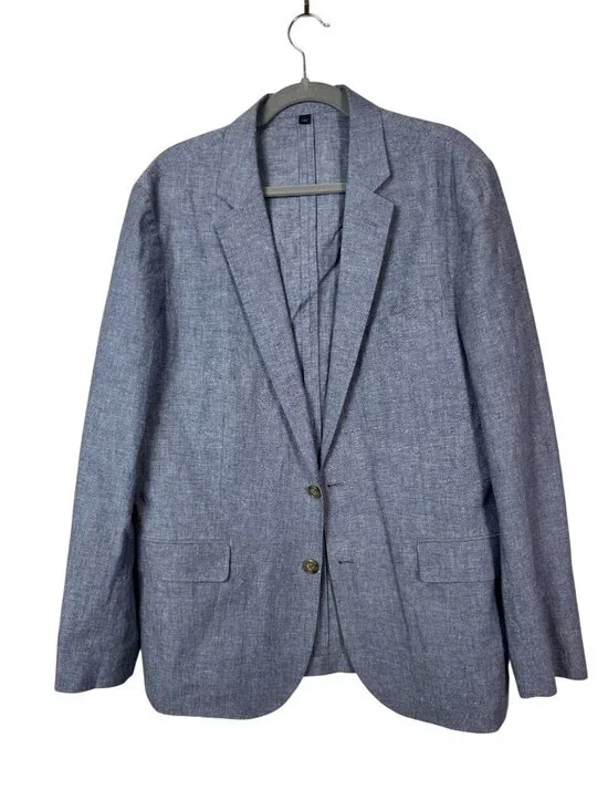 J.Crew Ludlow Blazer Blue Men 42R Cotton Linen Unlined Lightweight Unstructured