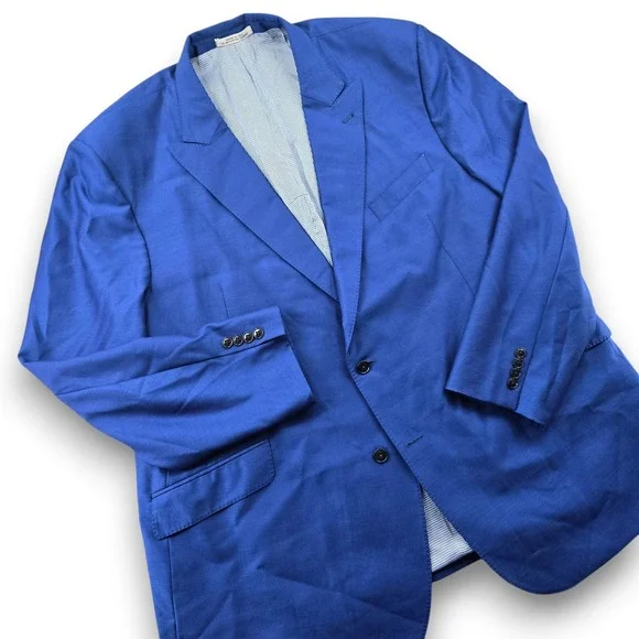 Joseph Abboud Mens 54L Blue Wool Blazer Reda Super 110s Sport Coat Made in USA