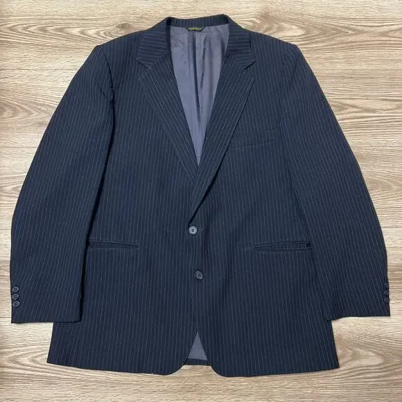 VINTAGE Levi Men’s Black Pinstripe Jacket Blazer Action Suit Size 46R (A17)